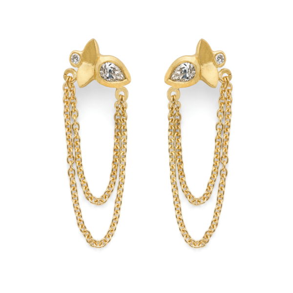 Lotus Chain Drop Earrings