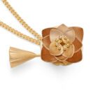 Gold Lotus Locket Necklace - Handmade and Kinetic