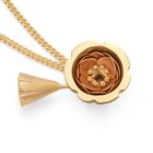 Gold Lotus Locket Necklace - Handmade and Kinetic - Image 2