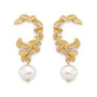 Sunflower Crescent Pearl Earrings