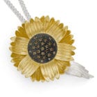 Sunflower Locket Necklace - Brown Diamonds - Handmade and Kinetic