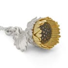 Sunflower Locket Necklace - Brown Diamonds - Handmade and Kinetic - Image 4