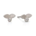 Lotus Stud Diamond Earrings - White Gold