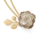 White Gold Rose Locket Necklace - Handmade and Kinetic